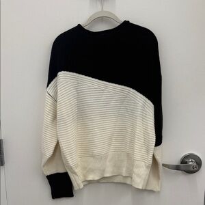 Black and cream  Colorblock Sweater